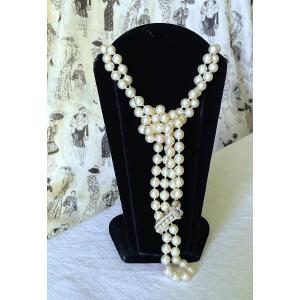 Choker Necklace Of 125 Knotted Beads And Jewelry Barrette - 20th Century 