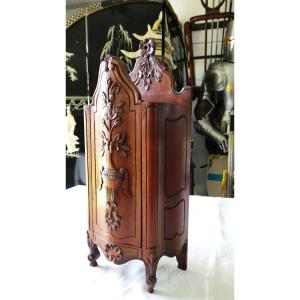 Walnut Salt Box - Louis XV Style With Urn And Flower Decoration