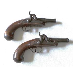 Pair Of Travel Pistols, Louis XVI - 18th Century