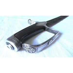 1 St Empire Silver Mounted Horse Hunter Officer's Saber - Second Coq Paris - France