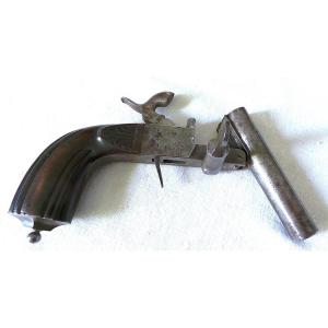 Tilting Barrel Pistol With Key Lock And Retractable Trigger - 19th Century