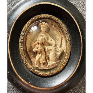 Reliquary Frame Archangel Gabriel And Jesus - Nap III° - XIX° Century