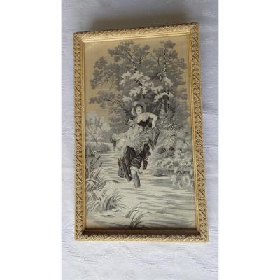 Framework Of Silk Woven "le Passage Du Gue" -saint Etienne-staron & Meyer-