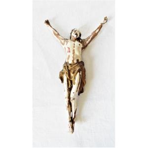 Christ In Crucification Polychrome Wood - XVIII°