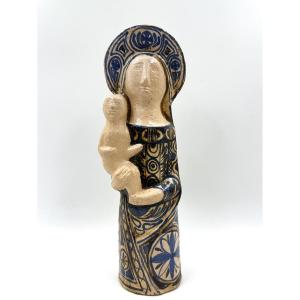 Virgin And Child In Ceramic By Jean Derval