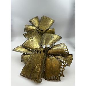 Sculpted Brass Wall Sconces By Jean Jacques Tosello