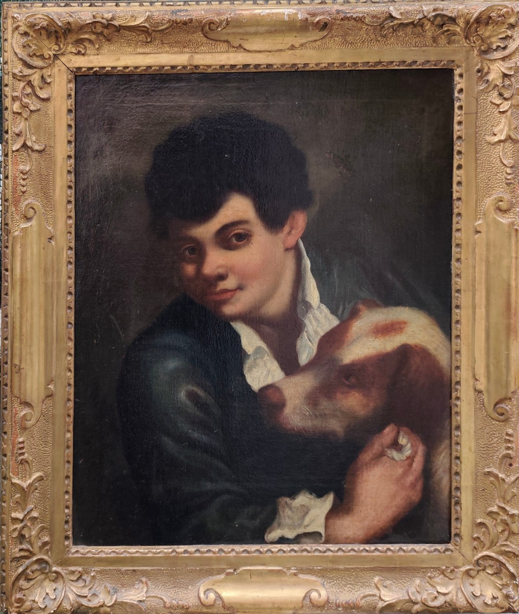 Coppia di dipinti raffiguranti ragazzo e ragazza -photo-2