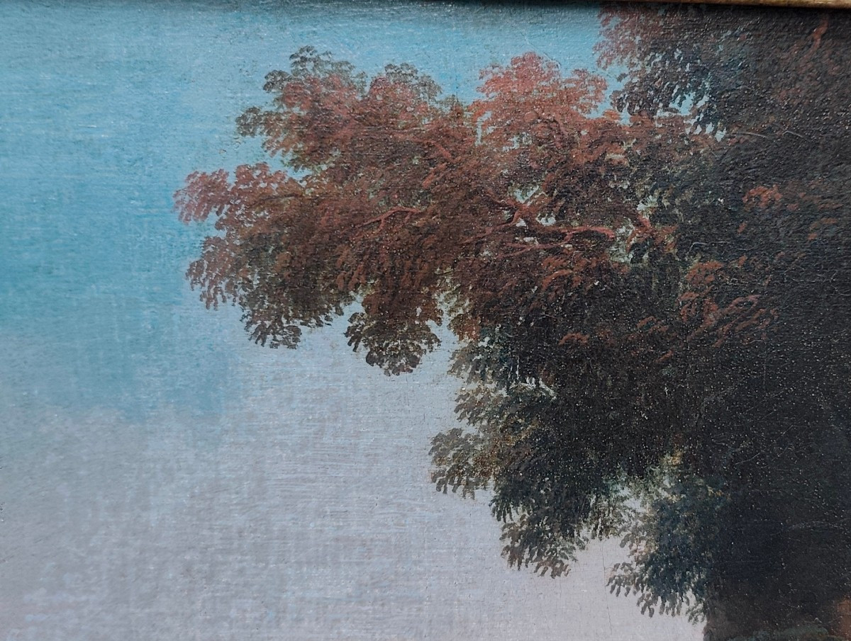 Paesaggio con cascata e ninfe al bagno -photo-4