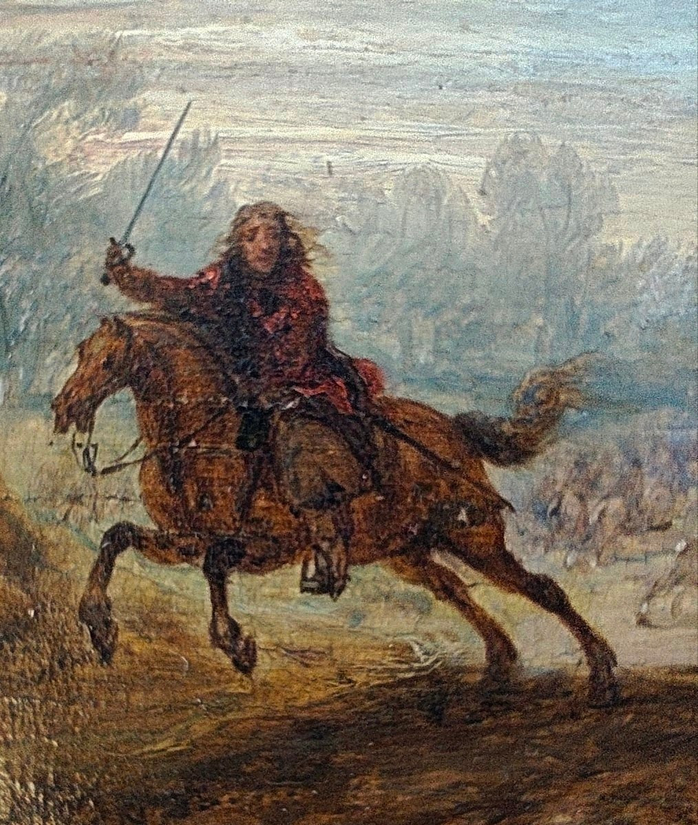 Scena di battaglia Battaglia tra cavalieri Olio su tavola cm 15x24 Firmato: AF.V.Meulen Cornice-photo-3