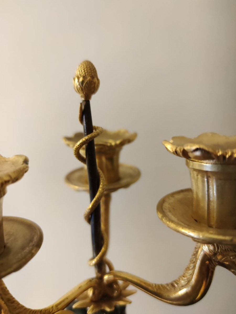 Paire De Candélabres En Bronze Doré Et Patinés -photo-4