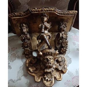 18th Century Carved And Gilded Wood Wall Console