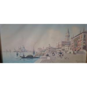Watercolor View Of Venice , Signed