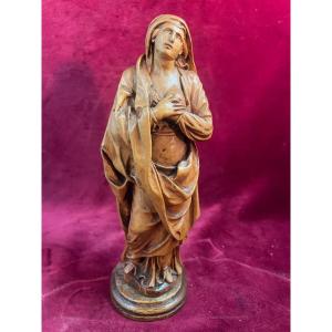 Virgin Of Calvary Carved In Boxwood