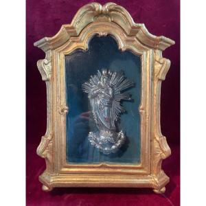 Golden Wood Oratory With Virgin Silver