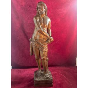 Christ In Bonds And At The Column Wooden Statuette