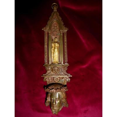 Benitier Bronze Patina And Dore