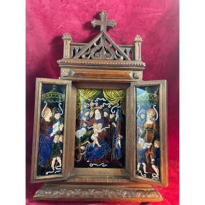 Triptych Enamel Line Of Ste Anne