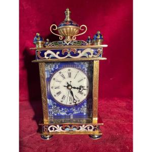 Clock With Enameled Golden Brass