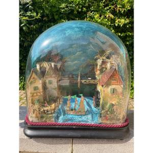 Anime Diorama Under Globe Train Boat Music Mill