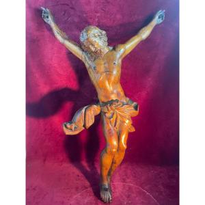 Christ In Wooden Patina 18th Century Baroque