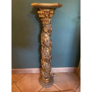 Salomonic Column From Altarpiece 18th Century Sellette