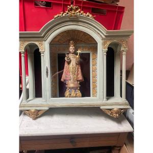 Louis XVI Style Display Cabinet In Gilded Wood With Angel Heads