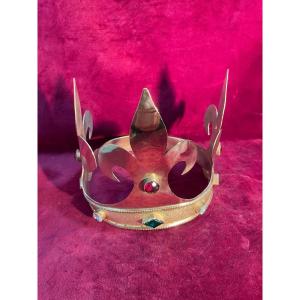 King's Crown Gold Plated Brass And Stones