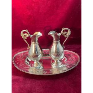 Pair Of Cruets And Their Silver Tray