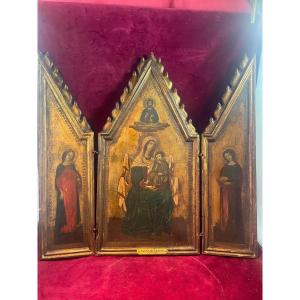 Triptych Virgin And Child And Religious