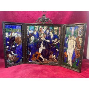 Limoges Email Triptych 
