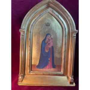 Virgin And Child On Gilded Wood Panel