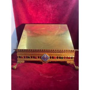 Gilded Brass Altar Lectern With Enamels And Pearls