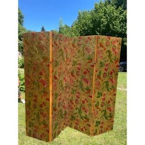 Four-panel Screen With Embossed Wallpaper