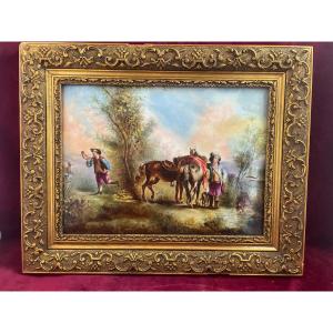 Painting Enamel Painting On Porcelain Departure For The Hunt