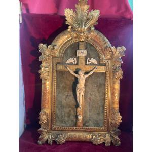 Christ Of Alcove 18th Century Gilt Wood Frame