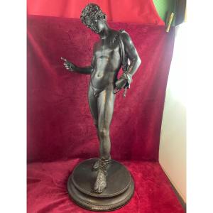 Narcissus Bronze Patina Said To Be From The Hellenistic Excavation Of Pompeii