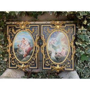 Kpm Painted Porcelain Paintings Pair