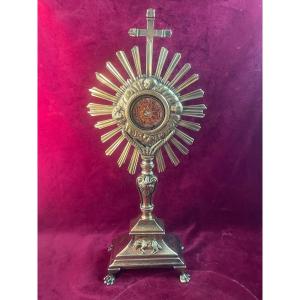 Monstrance Reliquary In Gilt Bronze 