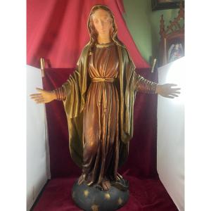 Polychrome Wooden Virgin Oblative