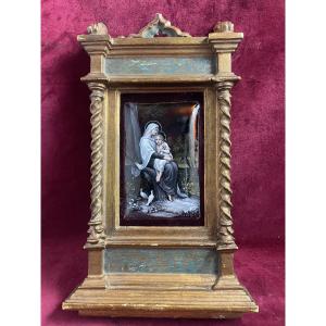 Limoges Enamel Virgin And Child Renaissance Frame