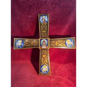 Greek Cross In Wood And Enamel