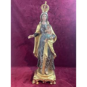 Virgin And Child, Gilded And Polychrome Wood