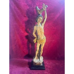 Saint Sebastian Wooden Statuette, 18th Century