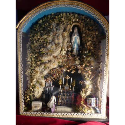 Diorama Lourdes Grotto Bernadette And Immaculee Conception