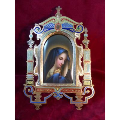 Bedside Cloisonne Medallion Oratory Virgin