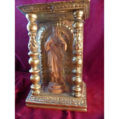 Sacre Coeur Carved Wood In A Dais Wood Dore 18 Eme Siecle