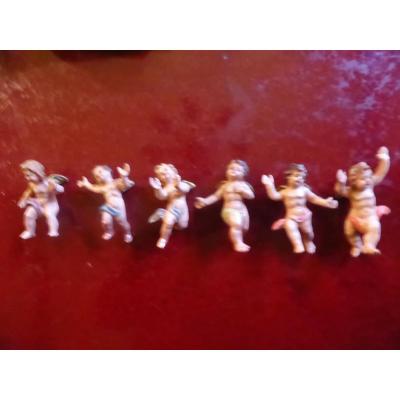 Set Of Six Cherubs Paper Mache Marolin