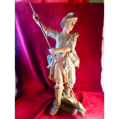 Saint Georges Polychrome Statue 18 Eme Siecle