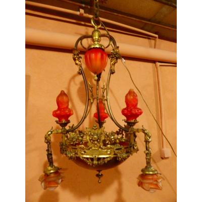 Chandelier Tulips Colored Glass