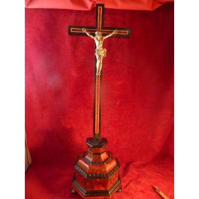 Ebony Crucifix And Christ Scale In Sterling Silver